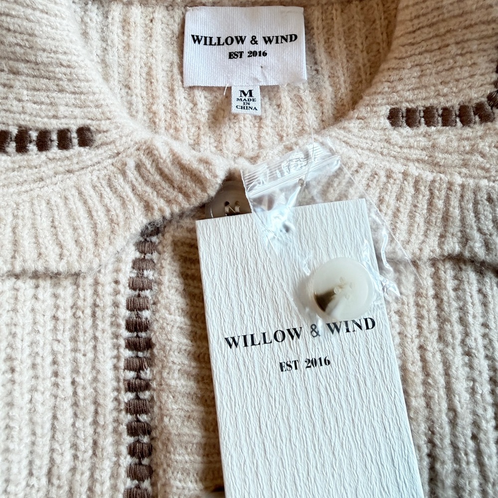 NWT Willow & Wind Cardigan with Brown Trim - Picture 5 of 9